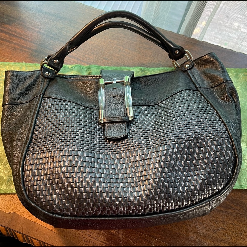 Aleanto Collezioni Made in Italy black leather cute large bag. Cute design. - Picture 8 of 15